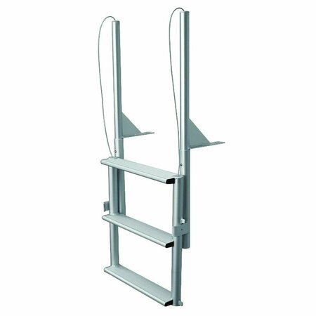 POWERPLAY 3-Wide Step Floating Dock Lift Ladder Anodized Aluminum PO3014455